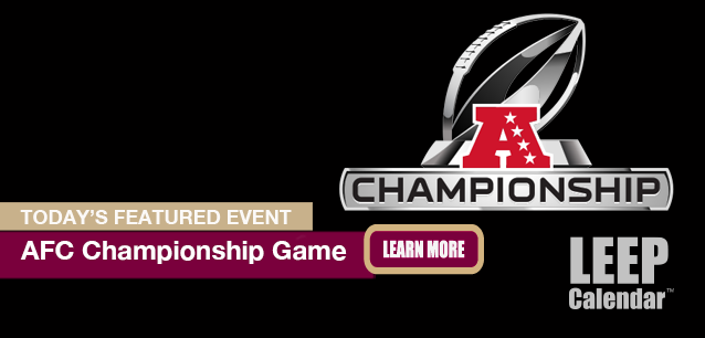 No Image found . This Image is about the event AFC Championship Game: January 26. Click on the event name to see the event detail.