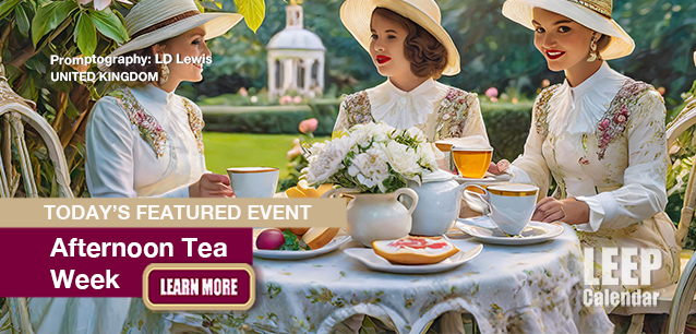 No Image found . This Image is about the event Afternoon Tea Week  (UK): August 11-17 (est). Click on the event name to see the event detail.