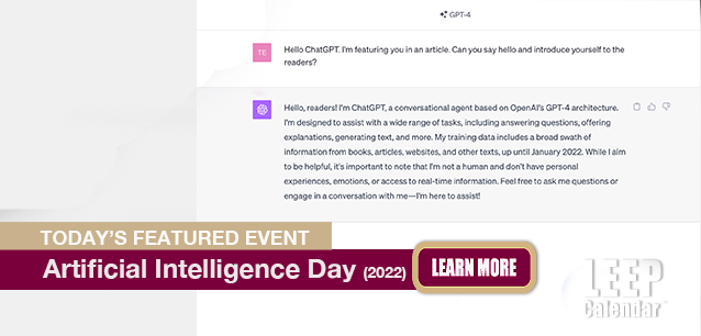 No Image found . This Image is about the event Artificial Intelligence (AI) Day (2022): November 30. Click on the event name to see the event detail.