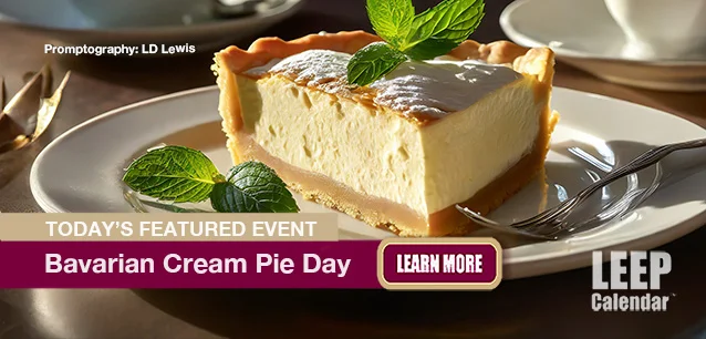 No Image found . This Image is about the event Bavarian Cream Pie Day: November 27. Click on the event name to see the event detail.