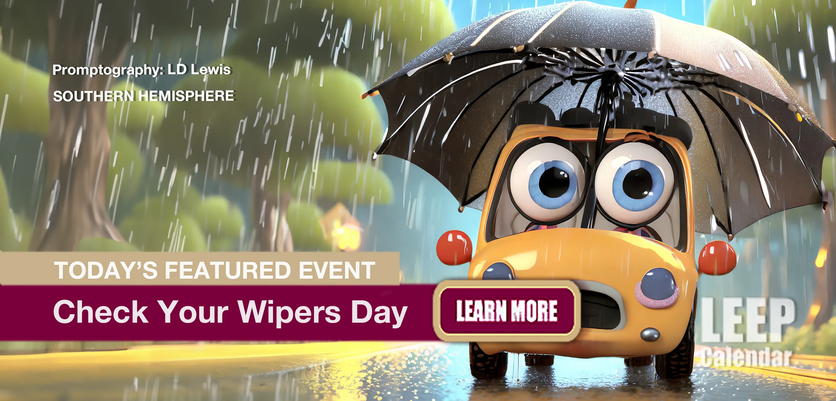 No Image found . This Image is about the event Check Your Wipers Day, Southern Hemisphere: May 16. Click on the event name to see the event detail.