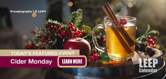 No Image found . This Image is about the event Cider Monday: December 1. Click on the event name to see the event detail.