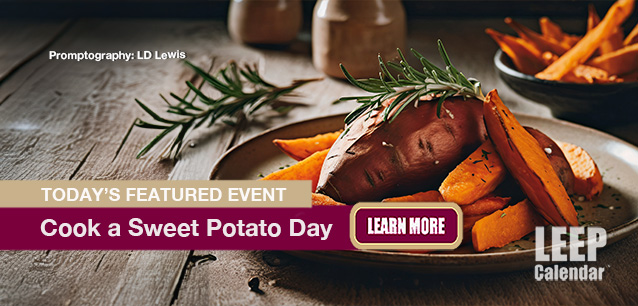 No Image found . This Image is about the event Cook a Sweet Potato Day,: Ntl.: February 22. Click on the event name to see the event detail.