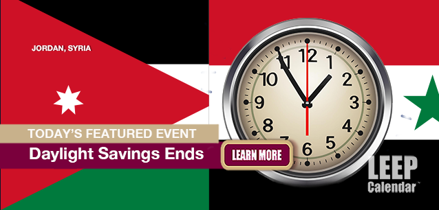 No Image found . This Image is about the event Daylight Savings (JO, SY) Ends: October 31. Click on the event name to see the event detail.