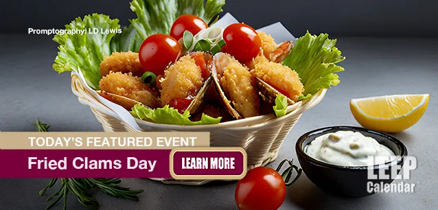 No Image found . This Image is about the event Fried Clams Day, Ntl.: November 1. Click on the event name to see the event detail.