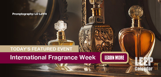 No Image found . This Image is about the event Fragrance Week, Intl.: March 17-23 . Click on the event name to see the event detail.