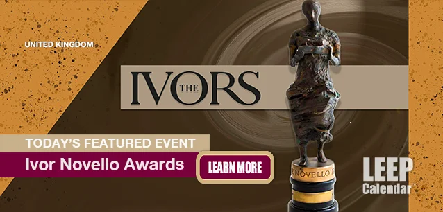 No Image found . This Image is about the event Ivor Novello Awards (UK): May 16 (est). Click on the event name to see the event detail.