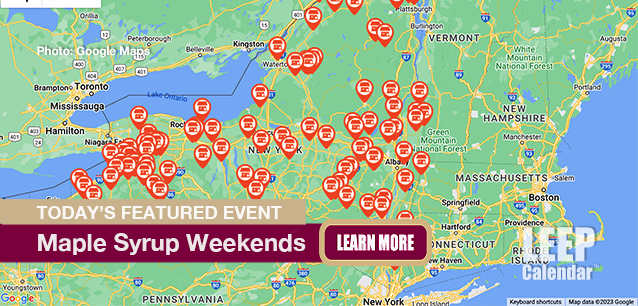 No Image found . This Image is about the event Maple Syrup Weekends (US-NY): March 15-23 (est). Click on the event name to see the event detail.