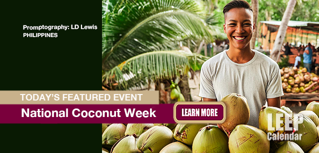 No Image found . This Image is about the event Coconut Week, Ntl.(PH): August 29-31. Click on the event name to see the event detail.