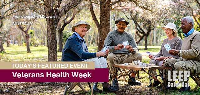 No Image found . This Image is about the event Veterans' Health Week (AU): October 13-20. Click on the event name to see the event detail.