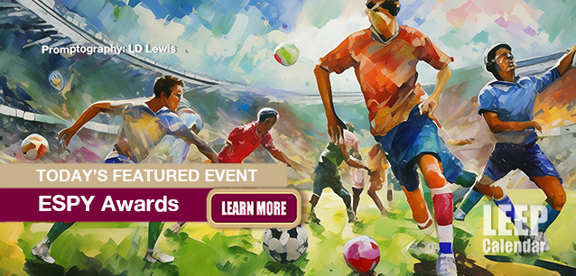 No Image found . This Image is about the event Excellence in Sports Performance Yearly Award (ESPY)(US-CA): July 16 (est). Click on the event name to see the event detail.