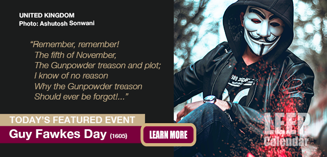 No Image found . This Image is about the event Civil Disobedience, Guy Fawkes Day (UK)(1605): November 5. Click on the event name to see the event detail.