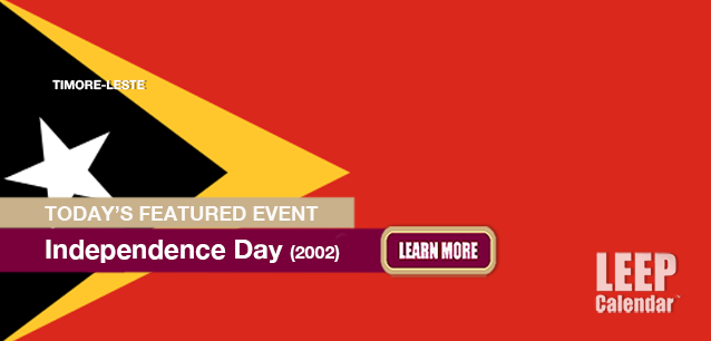 No Image found . This Image is about the event Independence Day (TL)(2002): May 20. Click on the event name to see the event detail.