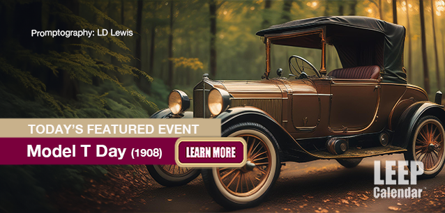 No Image found . This Image is about the event Model-T Day (1908): October 1. Click on the event name to see the event detail.